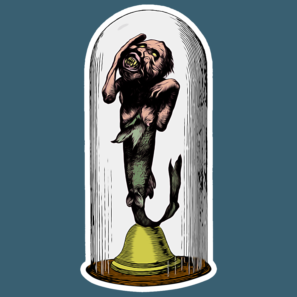 Feejee Mermaid in Display Case Die Cut Sticker