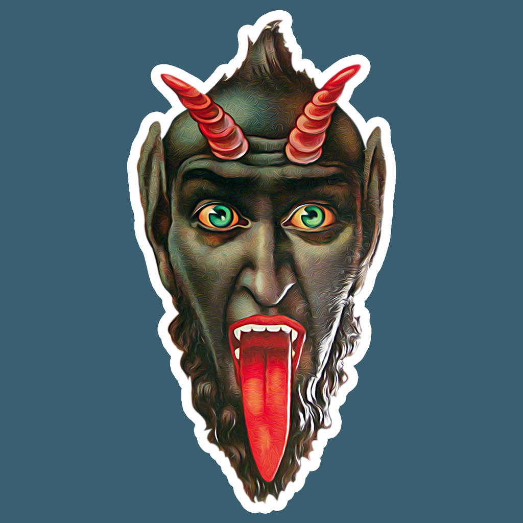 Krampus Head Die Cut Sticker