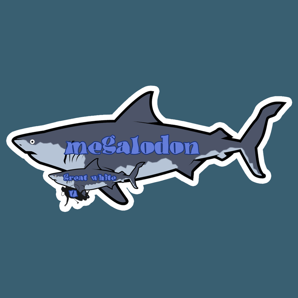 Megalodon Size Comparison Die Cut Sticker