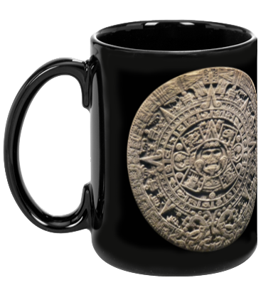 Aztec Calendar Stone Black Mug