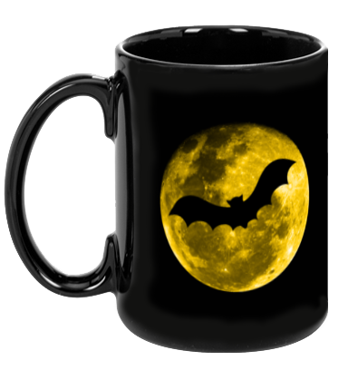 Bat Moon Black Mug