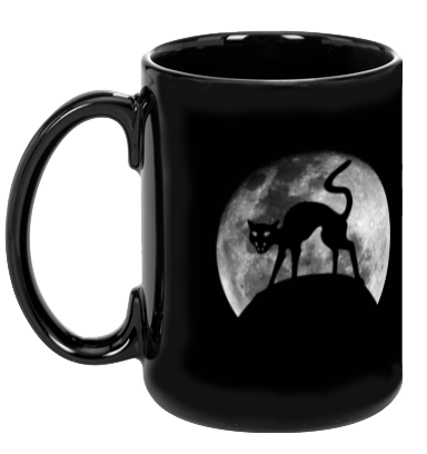 Black Cat Moon Black Mug