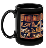 Old Bookshelves Black Mug