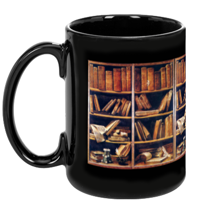 Old Bookshelves Black Mug
