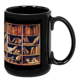 Old Bookshelves Black Mug