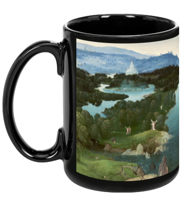 Patinir's Charon Crossing the Styx Black Mug