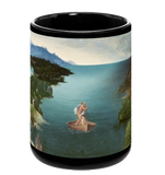 Patinir's Charon Crossing the Styx Black Mug