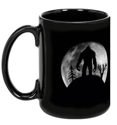 Bigfoot Moon Black Mug