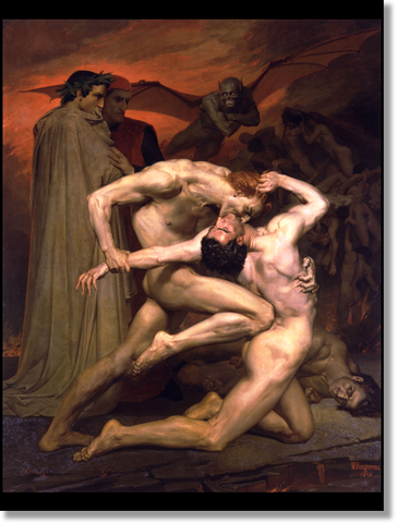 Bouguereau's Dante and Virgil in Hell Poster
